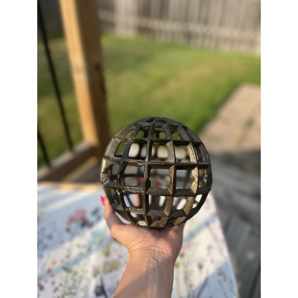Vintage Unique Decor Metal Geometric Sphere/Ball heavy - Picture 7 of 10